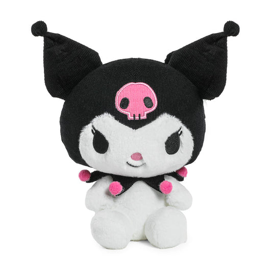 Sanrio Hello Kitty and Friends Kuromi Phunny Plush featuring a soft, cuddly character with black devil horns and a mischievous expression.