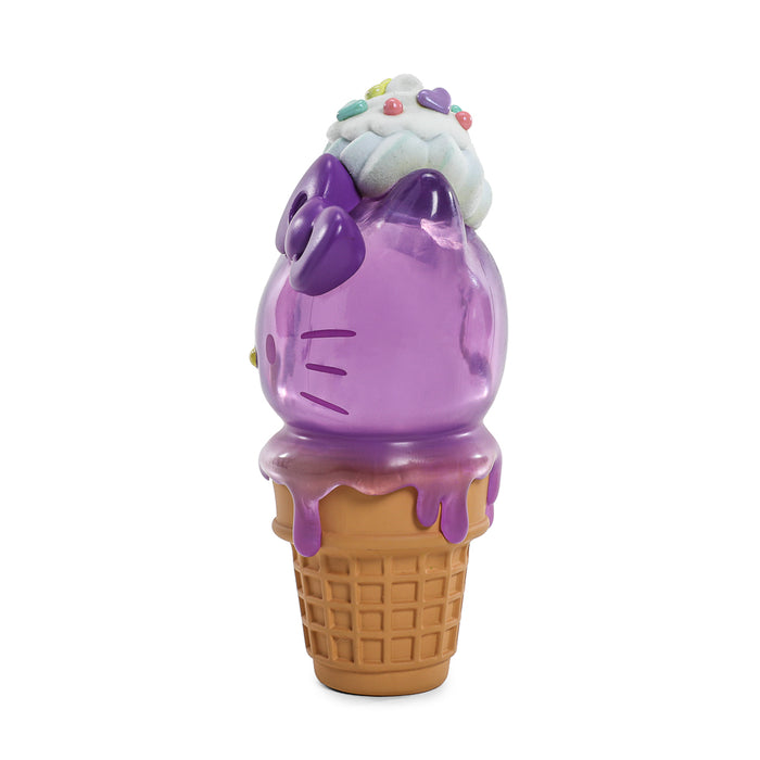 Sanrio Hello Kitty Ube Edition ice cream cone art figure and pin bundle, limited edition Kidrobot exclusive, 6-inch collectible set