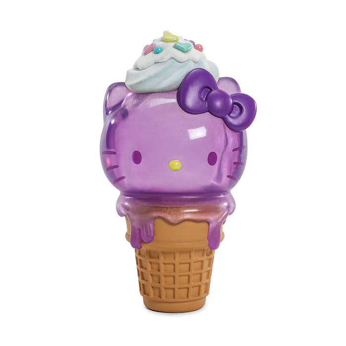 Hello Kitty Ube Ice Cream Cone art figure and pin bundle by Sanrio, limited edition, 6-inch figure with collectible pin, Kidrobot exclusive.