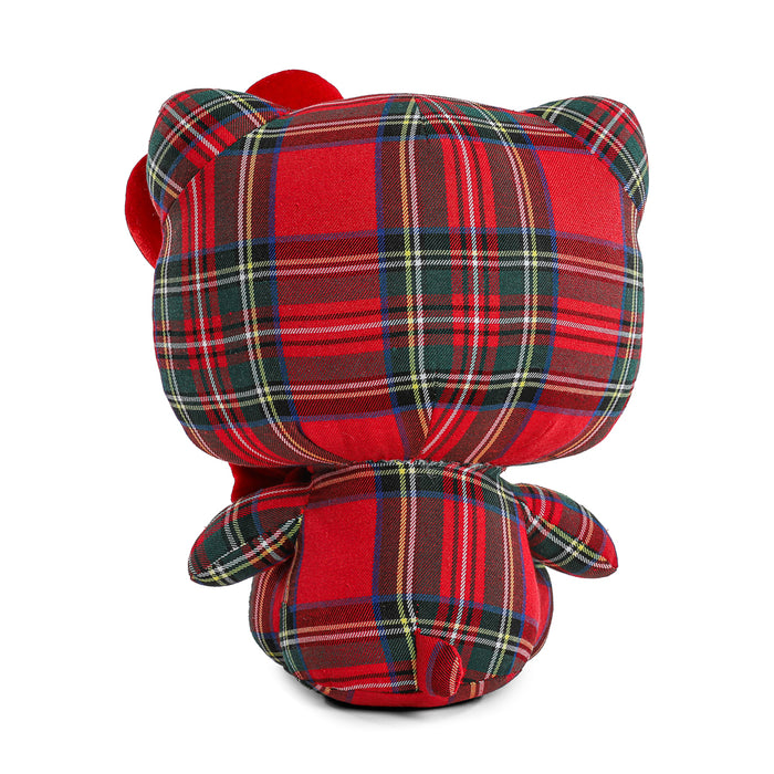 Sanrio Hello Kitty plaid plush toy with soft fabric and cute design, perfect for cuddling and display.