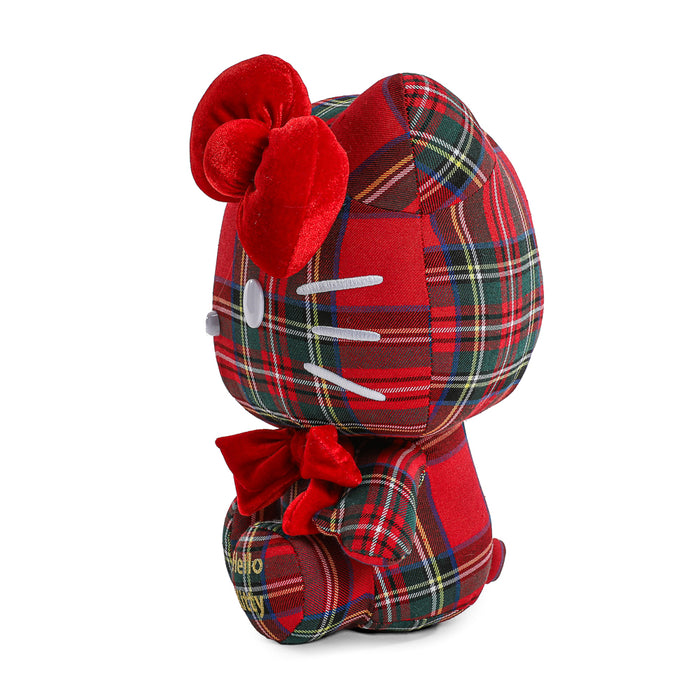 Sanrio Hello Kitty® plaid plush toy with soft fabric and embroidered details, featuring the iconic character's face and bow.