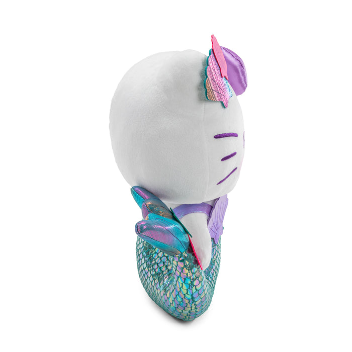 Hello Kitty® purple mermaid plush toy by Sanrio, featuring soft fabric and detailed mermaid design for cuddling and display.