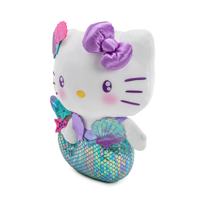 Hello Kitty® purple mermaid plush toy by Sanrio featuring soft fabric, embroidered details, and a friendly mermaid design.