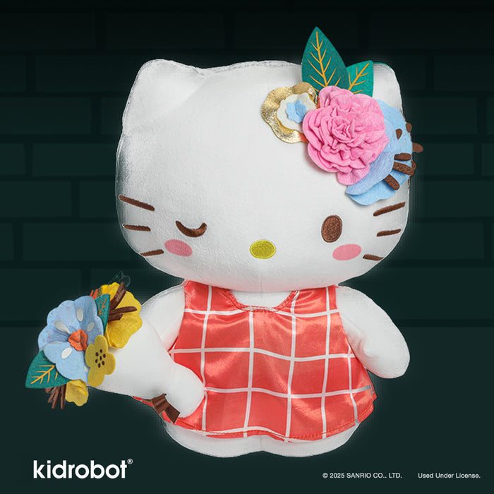 Sanrio Hello Kitty® Springtime Plush toy with pink bow and floral details, soft and cuddly for children.