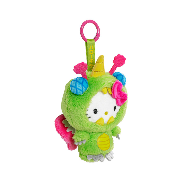 Sanrio Hello Kitty Unibee Kaiju plush charm with green details, featuring cute design and plush texture, SDCC debut, sold out.