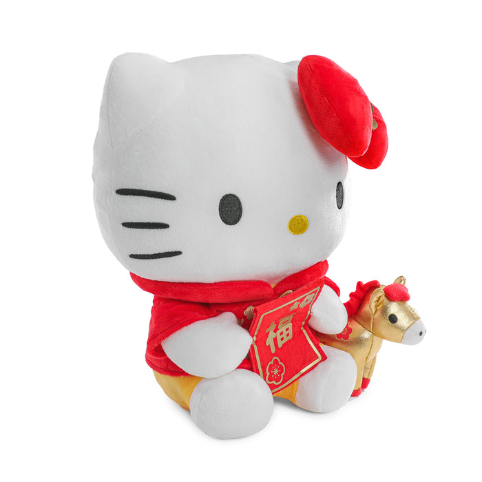 Sanrio Hello Kitty® plush toy with a lucky horse, large soft plush featuring Hello Kitty and a colorful horse design.