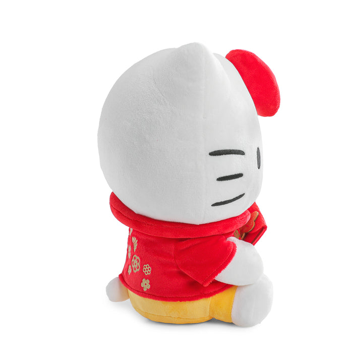 Sanrio Hello Kitty plush with a large plush lucky horse, soft and cuddly, featuring Hello Kitty's iconic design and colorful details.
