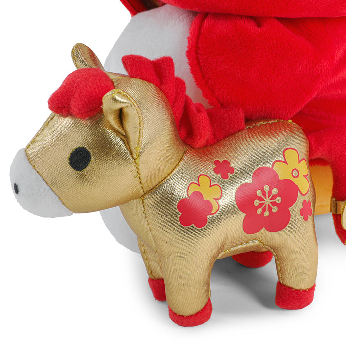 Sanrio Hello Kitty plush with a large lucky horse plush, soft and cuddly toy featuring Hello Kitty’s iconic design and a cute horse companion.