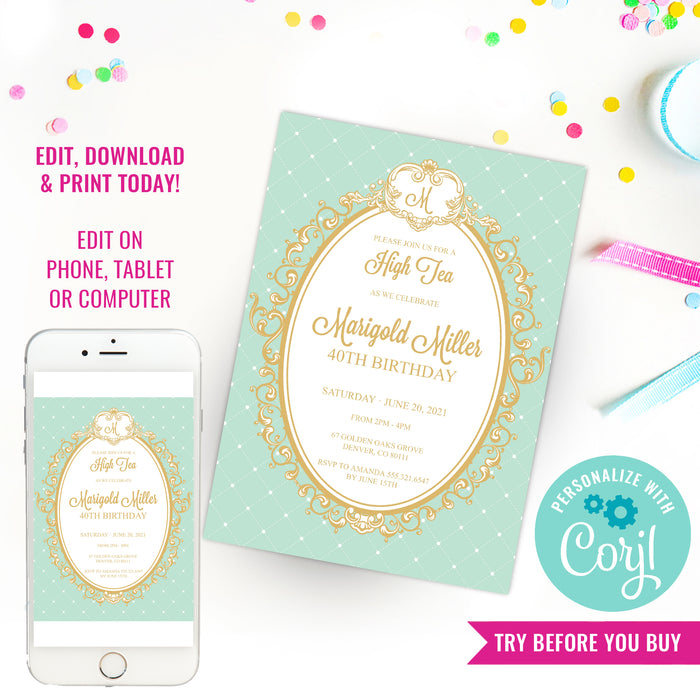 High Tea Birthday Party Invitation