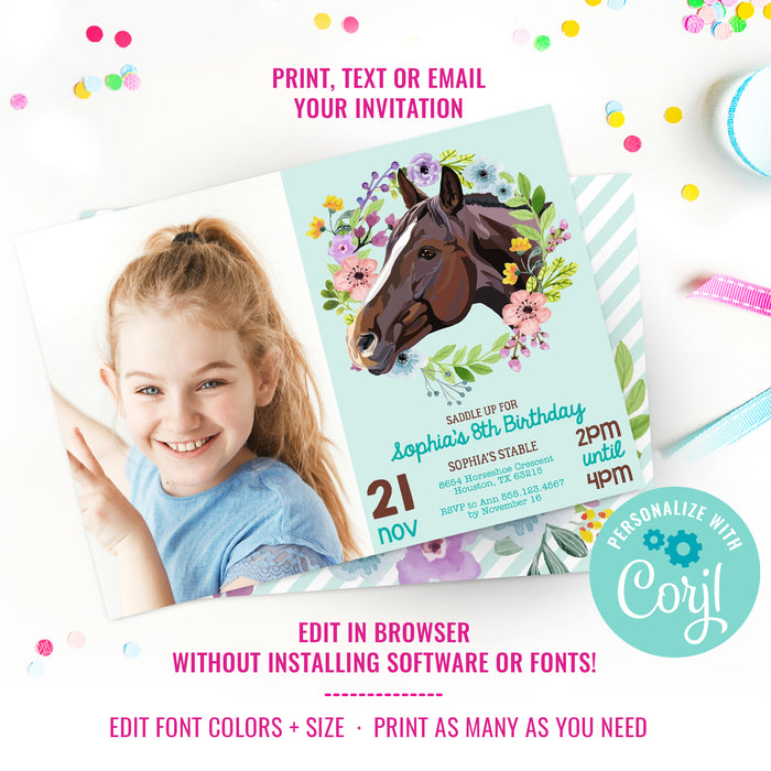 Horse Party Photo Invitation