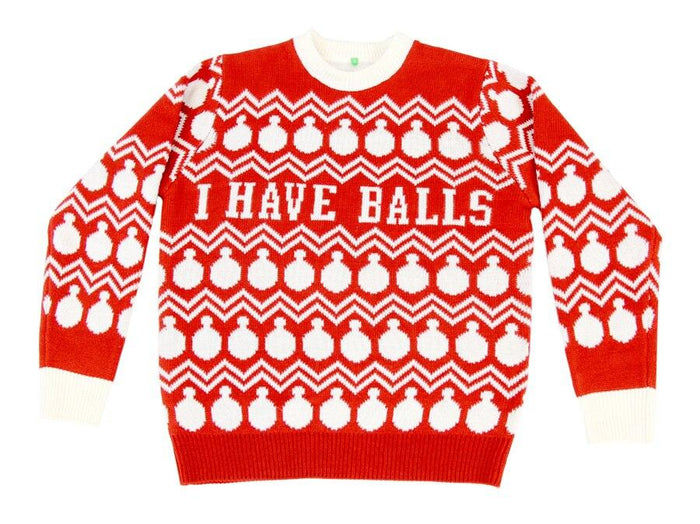 I Have Balls Ornament Pattern Adult Red Sweater-tvso