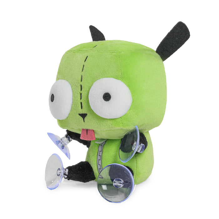 Invader Zim plush window clinger featuring GIR in a dog suit from the Invader Zim series, designed to stick on windows or smooth surfaces.