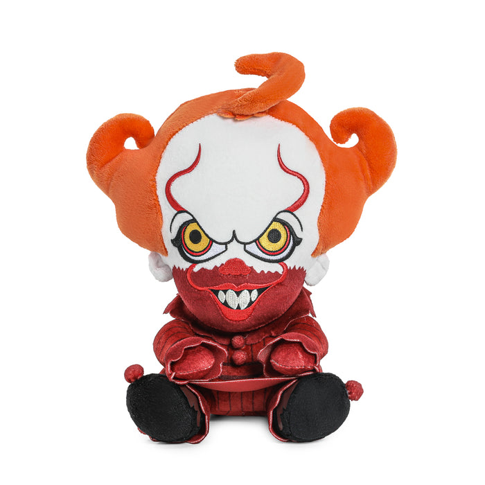 IT Blood Pennywise Phunny plush sitting figure, featuring detailed blood-stained clown design from the IT horror movie.