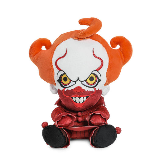 IT Blood Pennywise Phunny plush sitting figure, featuring detailed blood-stained clown design from the IT horror movie.
