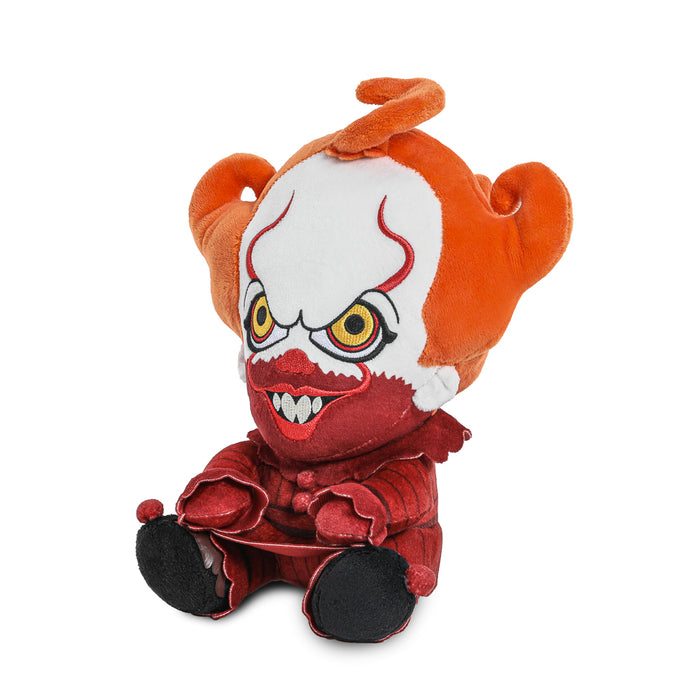 Soft plush of Blood Pennywise from IT: Welcome to Derry, sitting pose, detailed red and white clown character by IT brand.