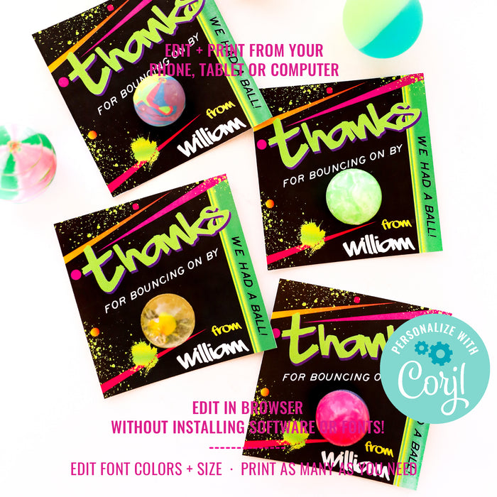 Jump Party Favors | Bounce Birthday Party Favors | Trampoline Park Birthday Party Favor Cards
