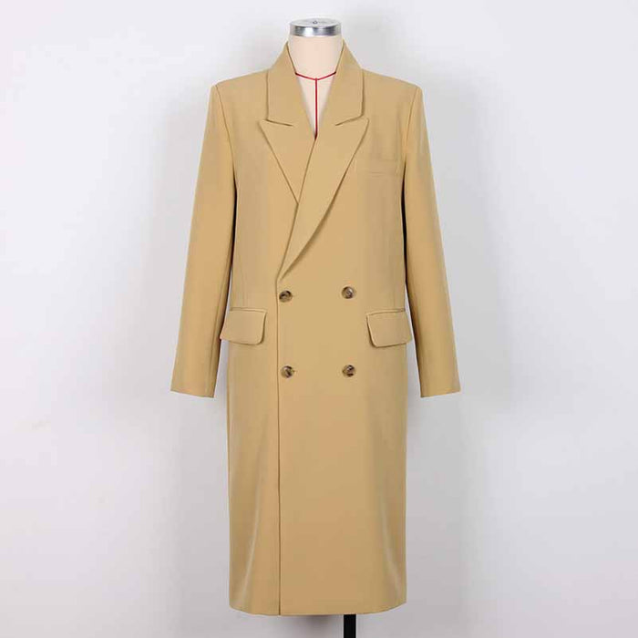 Khaki Oversized  Double Breasted Formal Coat