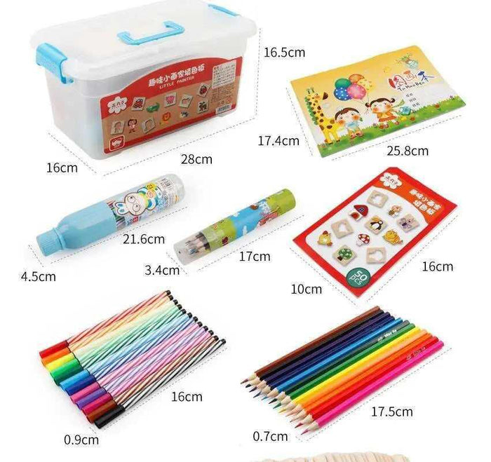 Kids art kit storage set for coloring and sketching