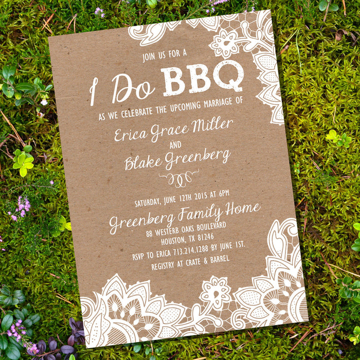 Kraft Shabby Chic I Do BBQ lnvitation