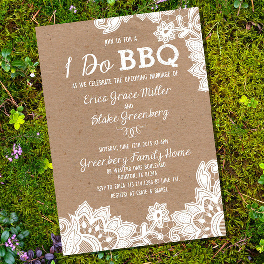 Kraft Shabby Chic I Do BBQ lnvitation