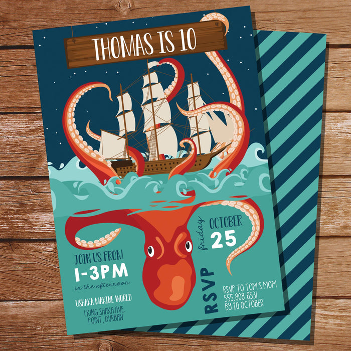 Kraken Birthday Party Invitation