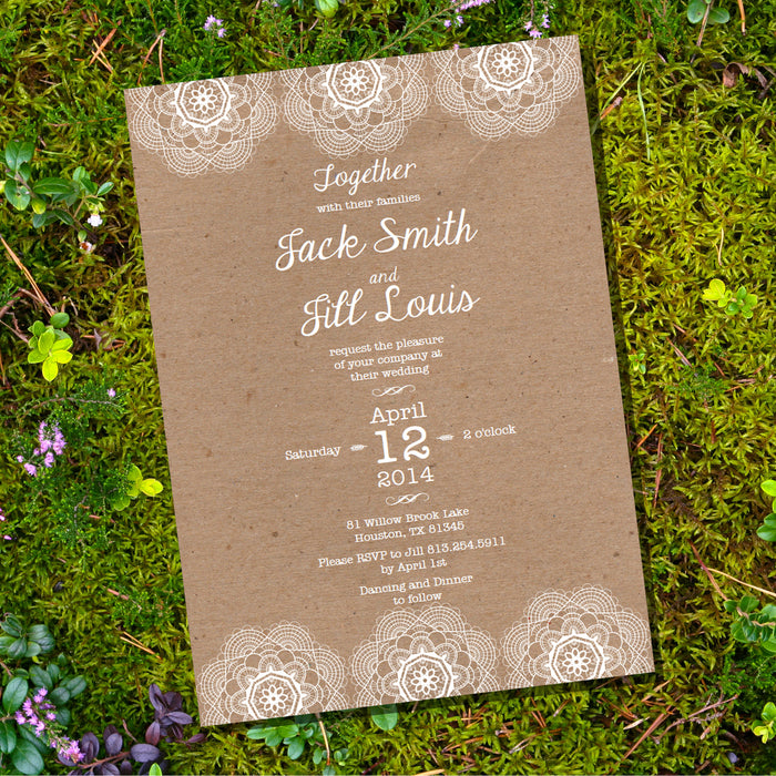 Lace Kraft Wedding Invitation