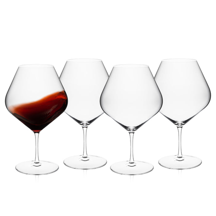 Library Lead-Free Crystal Red Wine Glasses — overall form and detail