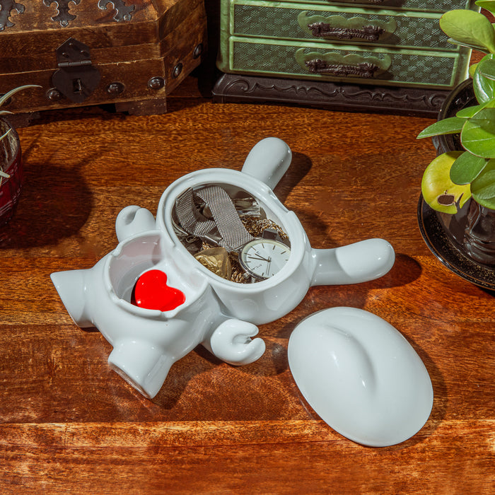 Kidrobot L.I.E. Dunny ceramic ashtray in Heartstruck edition, featuring a colorful Love Isn’t Easy design and playful Dunny shape.