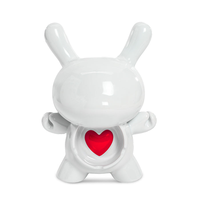 Kidrobot L.I.E. Dunny ceramic ashtray in heartstruck PURE edition featuring a lovestruck design with a playful Dunny shape.