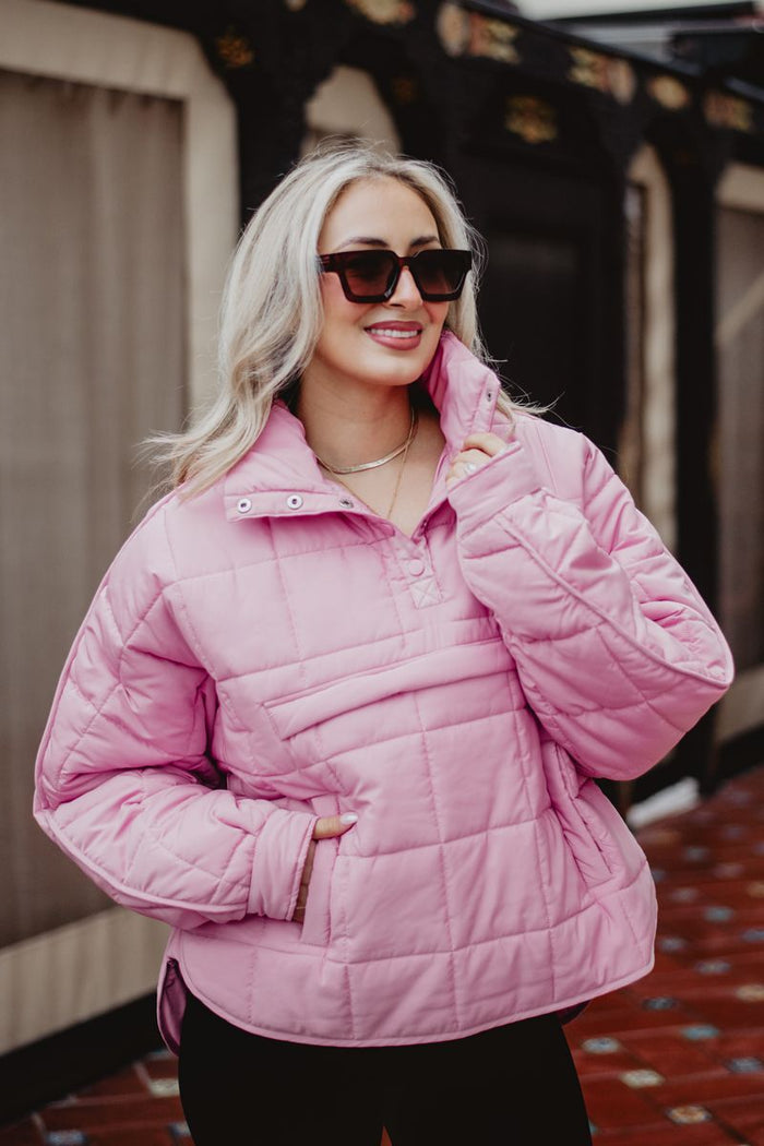 Light Pink Puffer Pullover Jacket // SHIPS IN 1-2 WEEKS