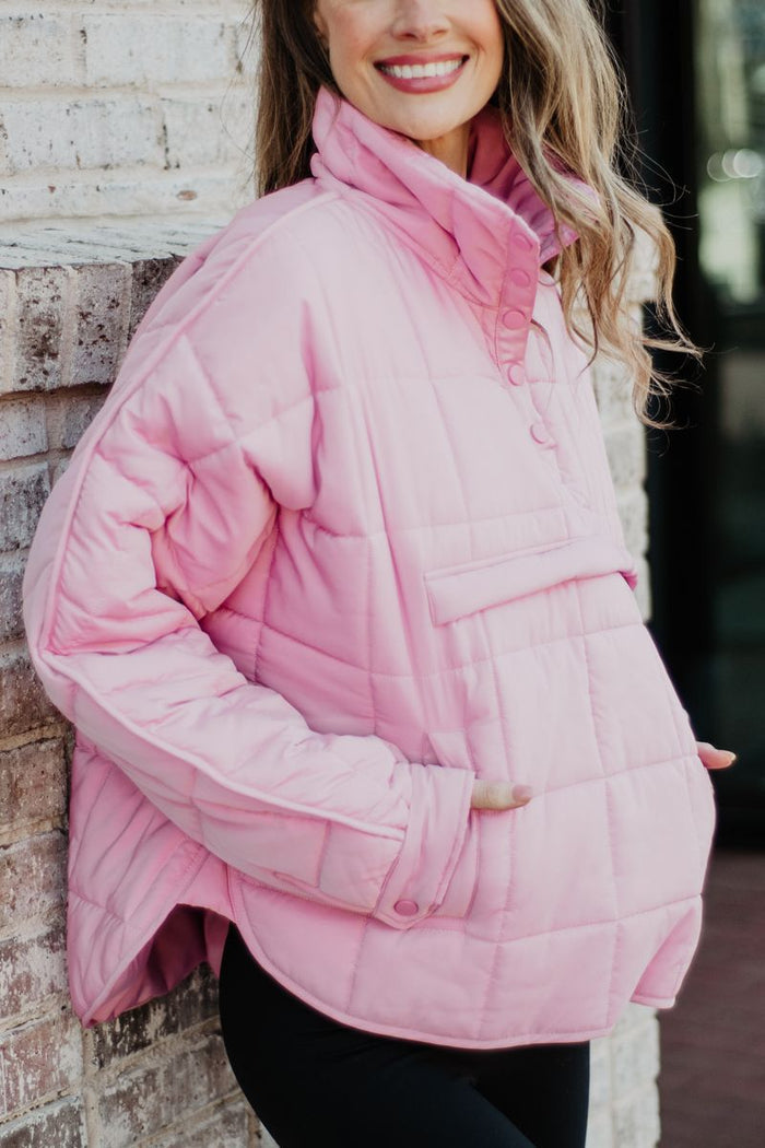 Light Pink Puffer Pullover Jacket // SHIPS IN 1-2 WEEKS