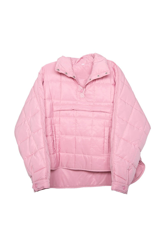 Light Pink Puffer Pullover Jacket // SHIPS IN 1-2 WEEKS
