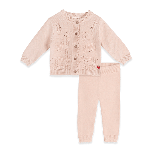 Lil Heart Tex Knit Baby Cardigan and Pant Set, Organic Cotton