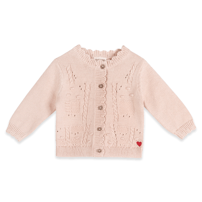 Organic Cotton Lil Heart Tex Knit Baby Cardigan and Pant Set, Front