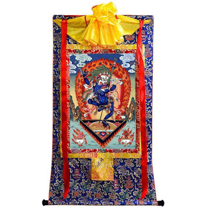 Lion-faced Dakini - Simhamukha - -Simhavaktra -Longsal Sengmar - Tibetan thangka painting, view 4