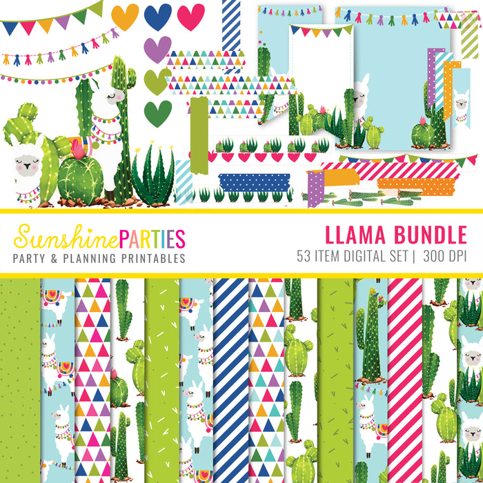 Llama Digital Paper Set | Digital Paper Bundle