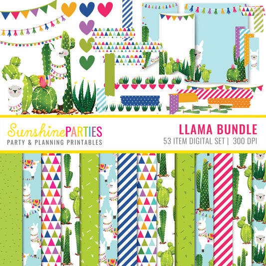 Llama Digital Paper Set | Digital Paper Bundle