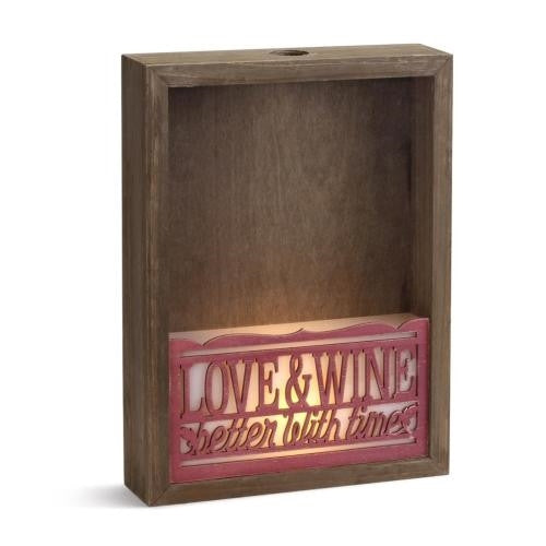 Love & Wine Lit Cork Storage