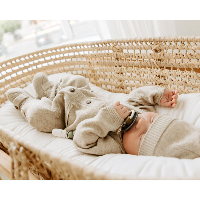 Milan Earthy Knit Baby Round Hat (Organic Cotton) - Dusty Blue