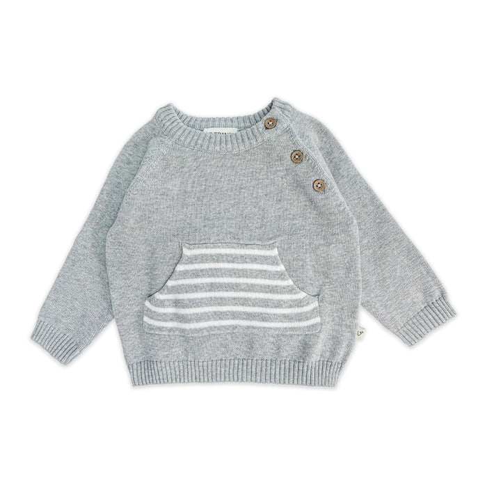 Heather Grey Milan Knit Baby Kangaroo Pocket Pullover (Organic Cotton)