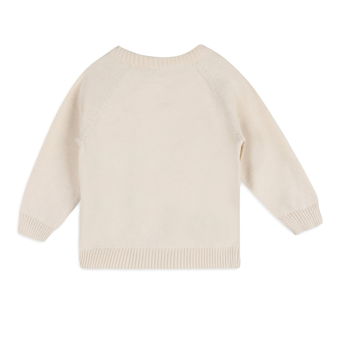 Cream Milan Knit Baby Kangaroo Pocket Pullover (Organic Cotton) - Back