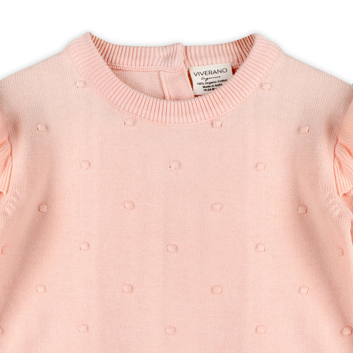 Milan Knit Baby Ruffle & Bobble Pullover Sweater Detail (Organic Cotton)