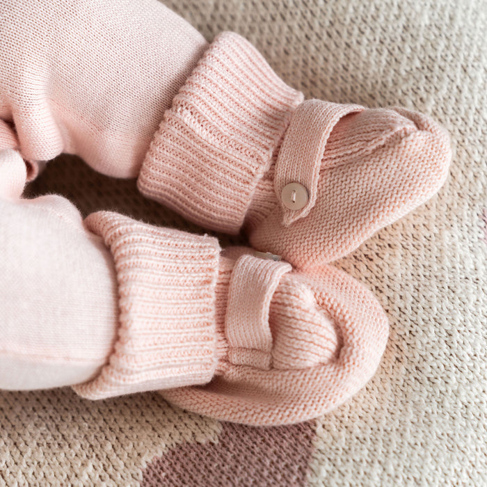 Blush Milan Knit Cozy Baby Booties, Organic Cotton