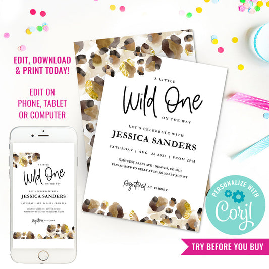 Modern Baby Shower Invitation | Leopard invitation | Leopard Baby Shower Brunch