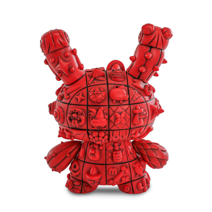 8-inch MONOLITH Dunny art figure by ROBOT SODA in Sangre Edition with fiery red and black sculpted vinyl design.