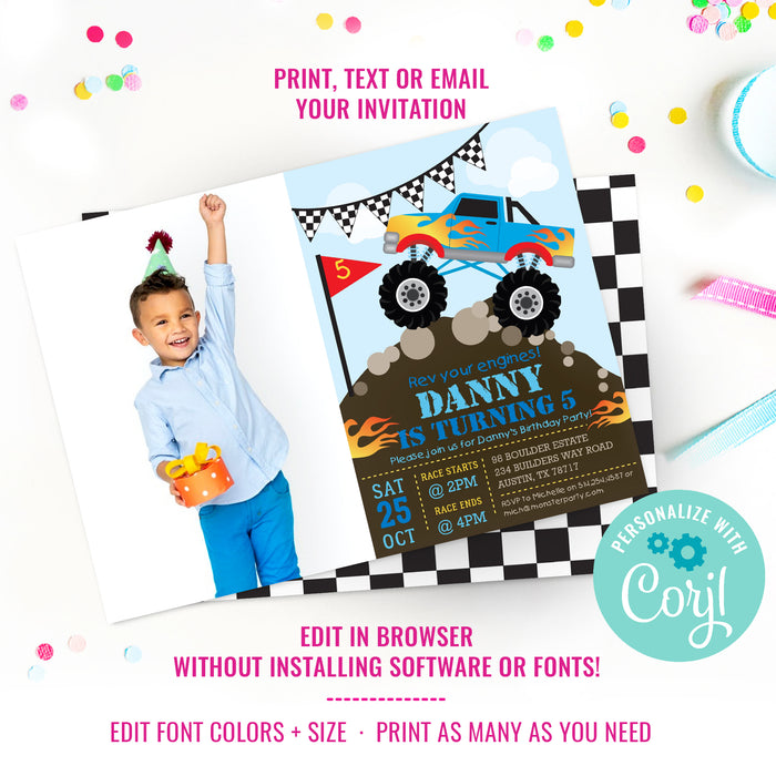 Monster Jam Photo Invitation