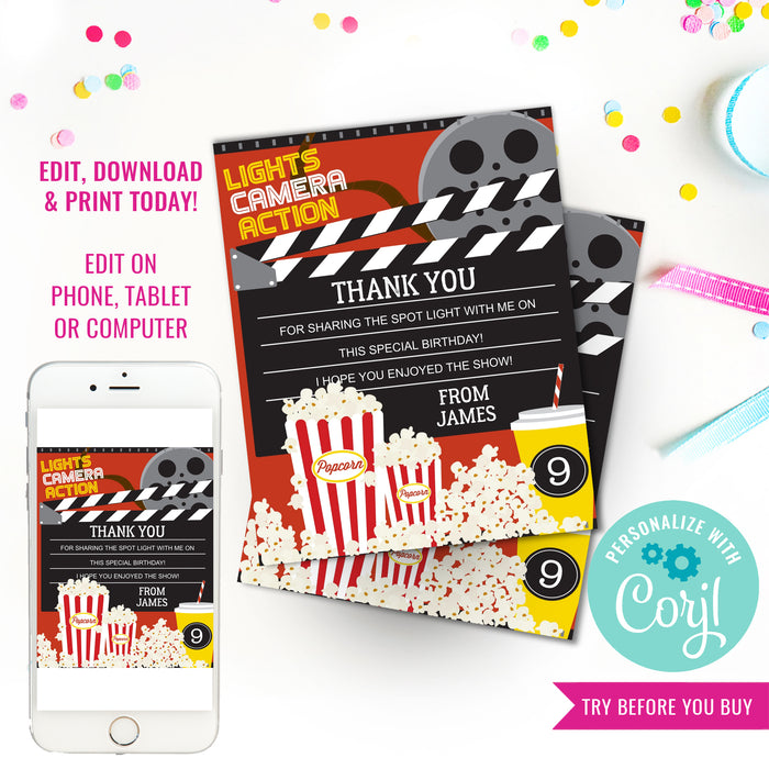 Movie Night Party Thank-You Cards