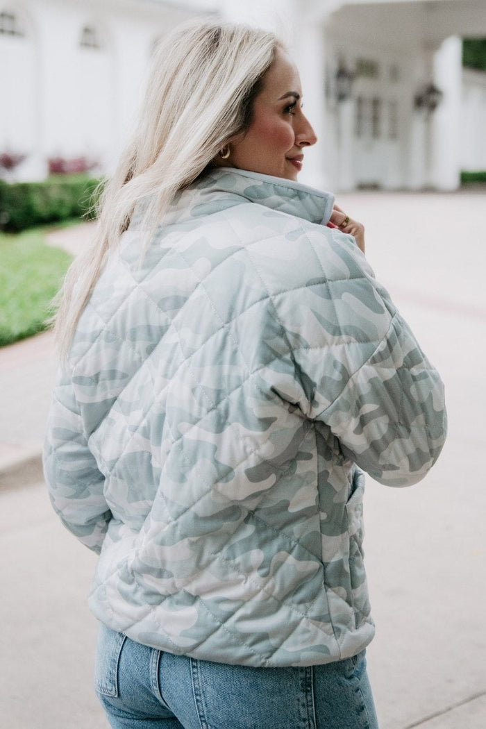 Muted Green Camo Quilted Jacket // SHIPS IN 1-2 WEEKS