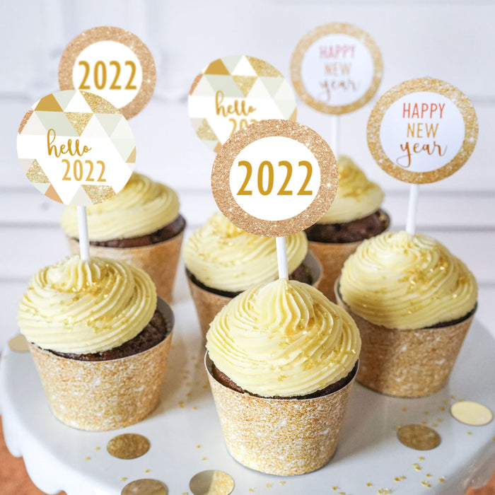 New Years Party Cupcake Toppers and Wrappers