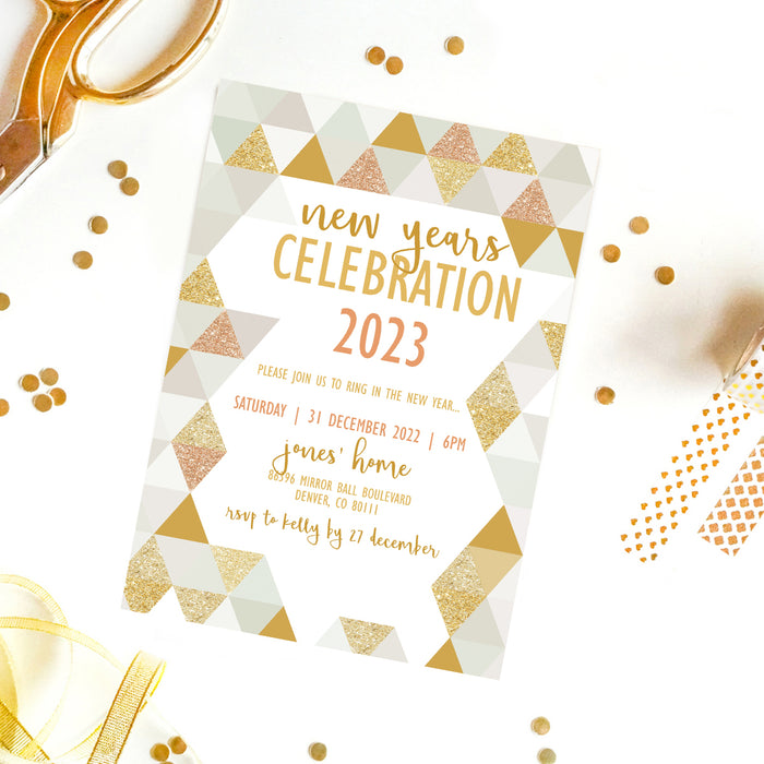 New Years Eve Party Celebration Decoration Set | Geometric Prism Metallic Glitter
